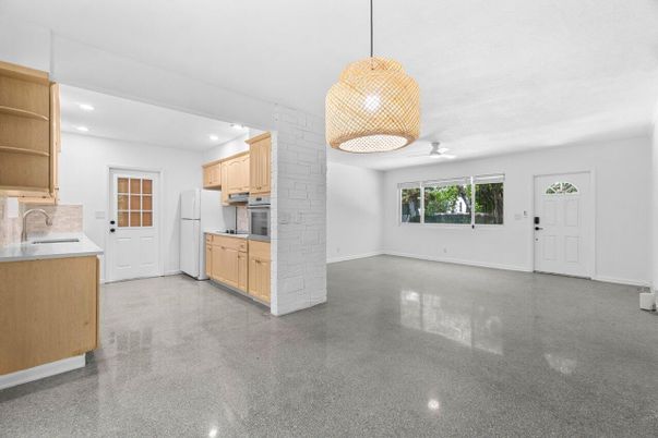 Empty room, Interior, Kitchen, Pendant Lights, Recessed Lighting