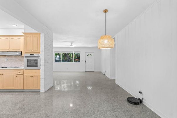 Empty room, Interior, Kitchen, Pendant Lights, Recessed Lighting