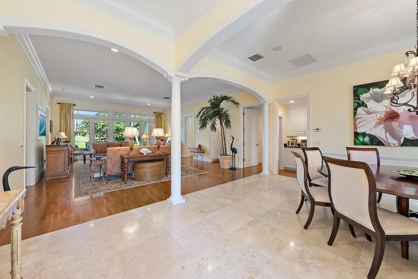 Chandelier, Dining room, Interior, Living room, Recessed Lighting, Wood Texture Flooring