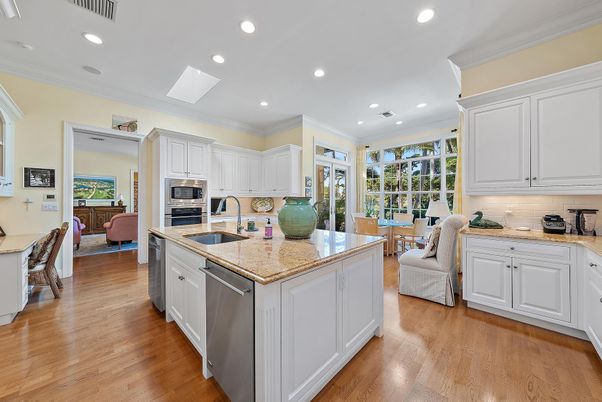 Interior, Kitchen, Living room, Recessed Lighting, Stainless Steel Appliances, Wood Texture Flooring