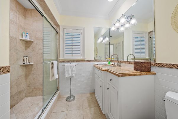Bathroom, Dual Sink Vanities, Glass Shower, Interior, Recessed Lighting