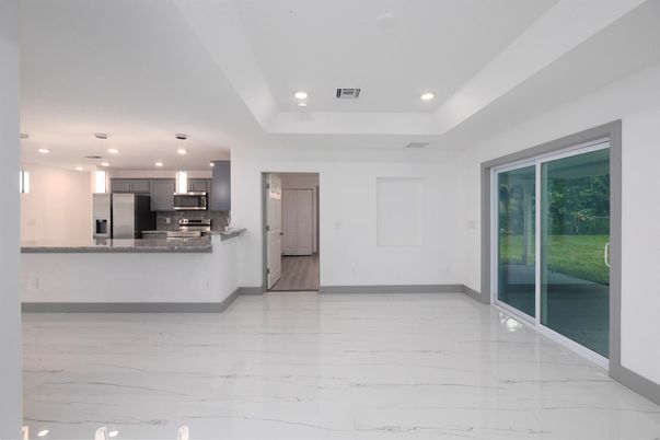 Interior, Kitchen, Marble, Pendant Lights, Recessed Lighting, Stainless Steel Appliances