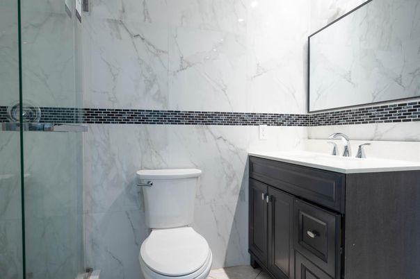 Bathroom, Glass Shower, Interior, Marble Walls