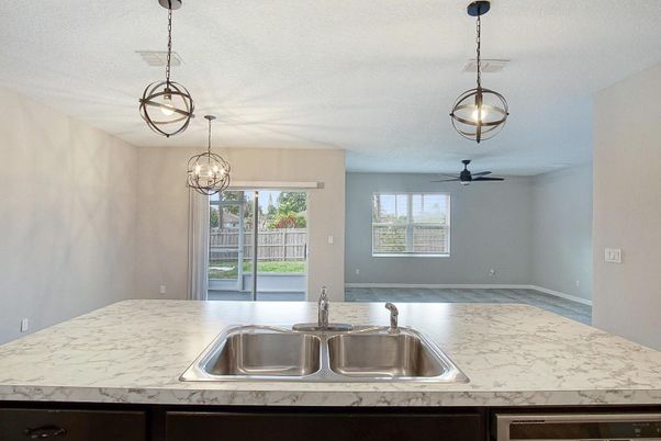 Empty room, Interior, Kitchen, Pendant Lights