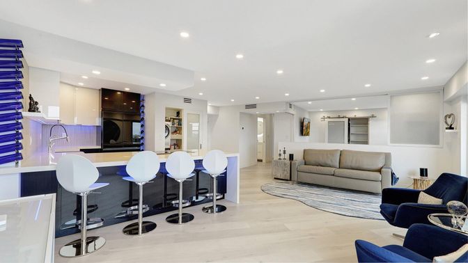 Interior, Living room, Recessed Lighting, Wood Texture Flooring