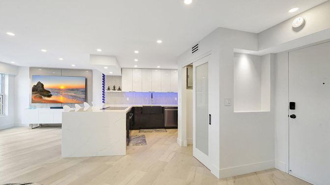 Interior, Kitchen, Recessed Lighting, Wood Texture Flooring