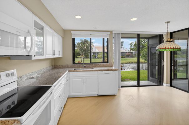 Interior, Kitchen, Pendant Lights, Recessed Lighting, Wood Texture Flooring