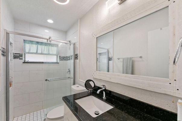 Bathroom, Glass Shower, Interior, Recessed Lighting