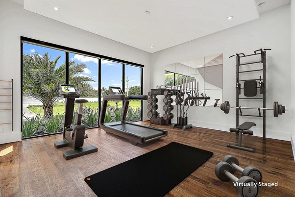 Fitness Equipment, Interior, Recessed Lighting, Wood Texture Flooring