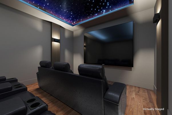 Home Theatre Room, Interior, Theatre Room, Wood Texture Flooring