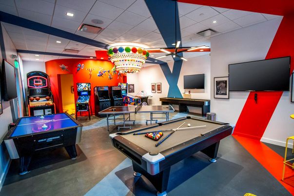 Billiard Table, Game Room, Interior, Recessed Lighting