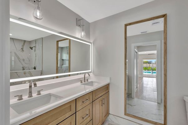 Bathroom, Dual Sink Vanities, Interior, Marble, Marble Walls
