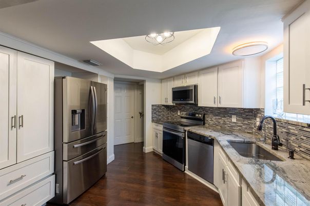 Interior, Kitchen, Stainless Steel Appliances, Wood Texture Flooring