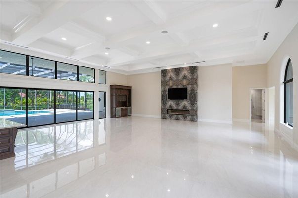 Empty room, Fireplace, Interior, Recessed Lighting