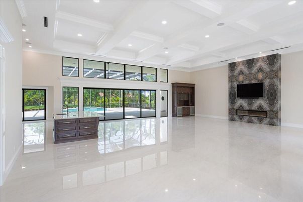 Empty room, Fireplace, Interior, Recessed Lighting