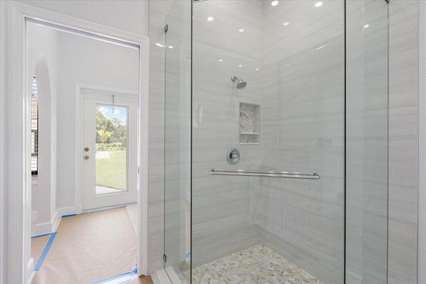 Bathroom, Glass Shower, Interior, Recessed Lighting