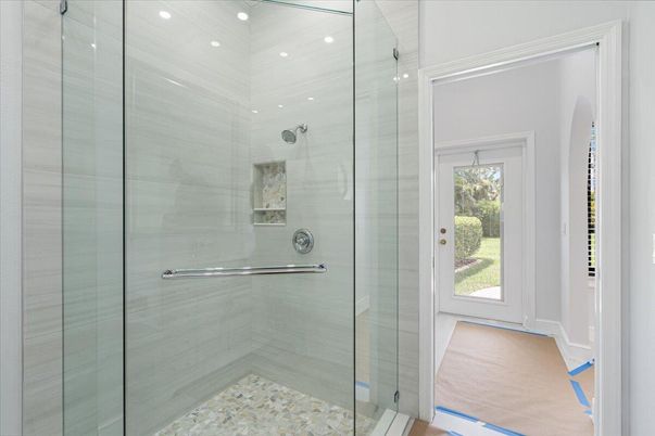 Bathroom, Glass Shower, Interior, Recessed Lighting