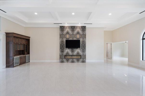 Empty room, Fireplace, Interior, Recessed Lighting