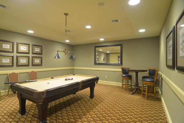 Billiard Table, Game Room, Interior, Pendant Lights, Recessed Lighting