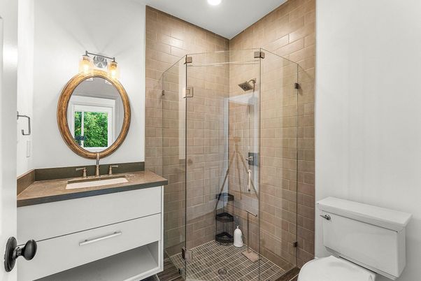 Bathroom, Glass Shower, Interior, Recessed Lighting