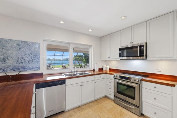 Interior, Kitchen, Recessed Lighting, Stainless Steel Appliances, Water