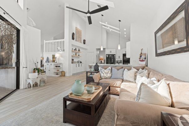 Interior, Kitchen, Living room, Pendant Lights, Recessed Lighting, Stainless Steel Appliances, Wood Texture Flooring