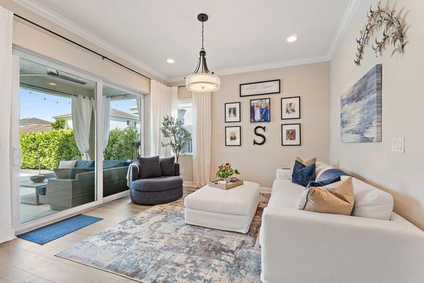 Interior, Living room, Pendant Lights, Recessed Lighting, Wood Texture Flooring
