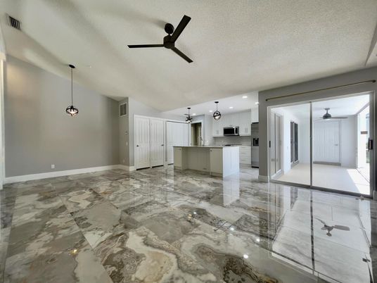 Interior, Kitchen, Marble, Pendant Lights, Recessed Lighting