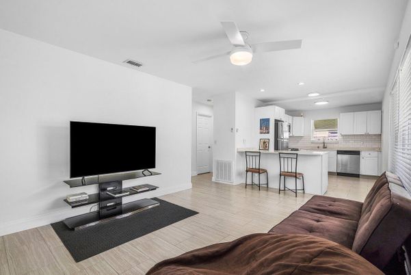 Interior, Kitchen, Recessed Lighting, Wood Texture Flooring
