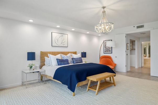 Bedroom, Chandelier, Interior, Recessed Lighting