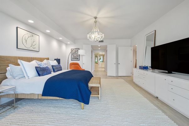 Bedroom, Chandelier, Interior, Recessed Lighting