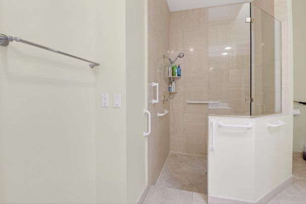Bathroom, Glass Shower, Interior, Recessed Lighting