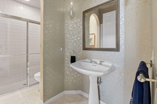 Bathroom, Glass Shower, Interior, Recessed Lighting