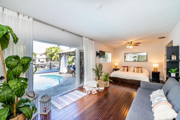 Bedroom, Interior, Pool, Wood Texture Flooring