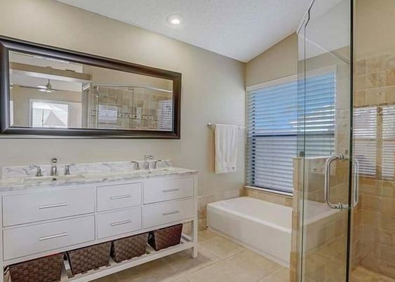 Bathroom, Glass Shower, Interior, Recessed Lighting