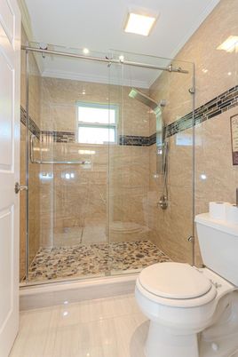 Bathroom, Glass Shower, Interior, Recessed Lighting