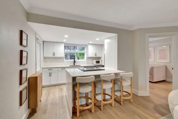 Interior, Kitchen, Recessed Lighting, Wood Texture Flooring