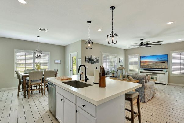 Dining room, Interior, Kitchen, Living room, Pendant Lights, Recessed Lighting