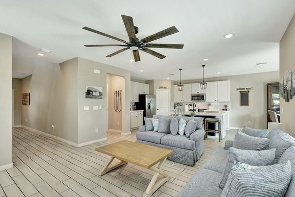 Interior, Kitchen, Living room, Pendant Lights, Recessed Lighting, Stainless Steel Appliances, Wood Texture Flooring
