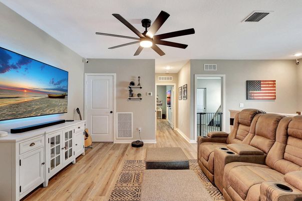 Home Theatre Room, Interior, Recessed Lighting, Theatre Room, Wood Texture Flooring
