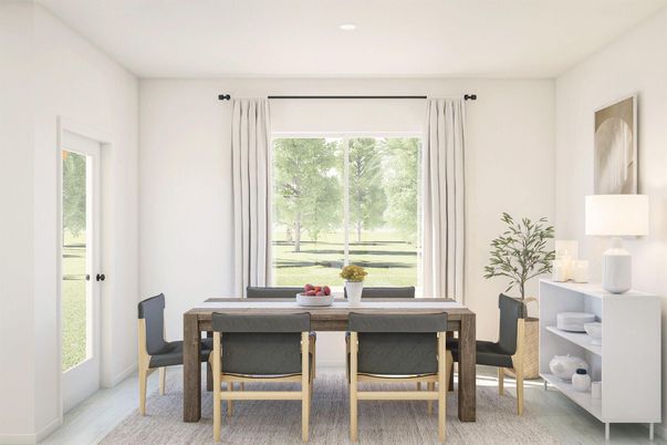 Dining room, Interior, Recessed Lighting, Wood Texture Flooring