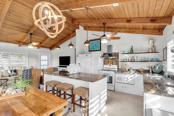 Interior, Kitchen, Pendant Lights, Stainless Steel Appliances, Wooden Beams, Wooden Ceilings