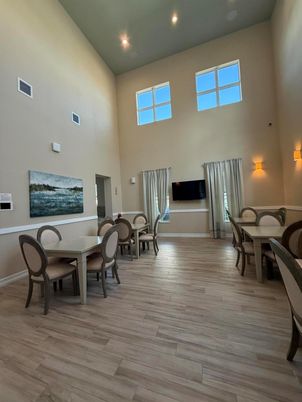Dining room, Interior, Recessed Lighting, Wood Texture Flooring