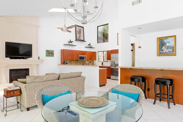 Chandelier, Fireplace, Interior, Kitchen, Living room, Pendant Lights