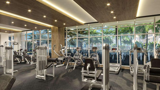Fitness Equipment, Gym, Interior, Recessed Lighting