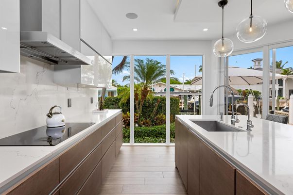 Interior, Kitchen, Pendant Lights, Recessed Lighting, Wood Texture Flooring