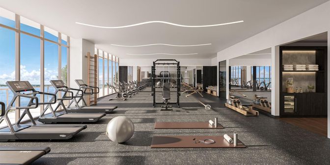 Fitness Equipment, Gym, Interior, Recessed Lighting