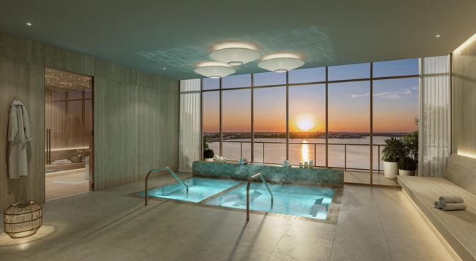 Chandelier, Interior, Pool, Recessed Lighting, Water