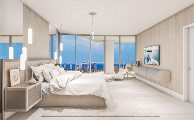 Bedroom, Interior, Pendant Lights, Water