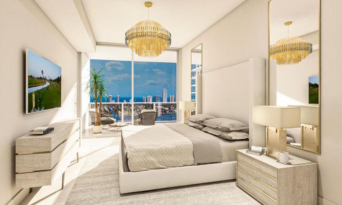 Bedroom, Chandelier, Interior